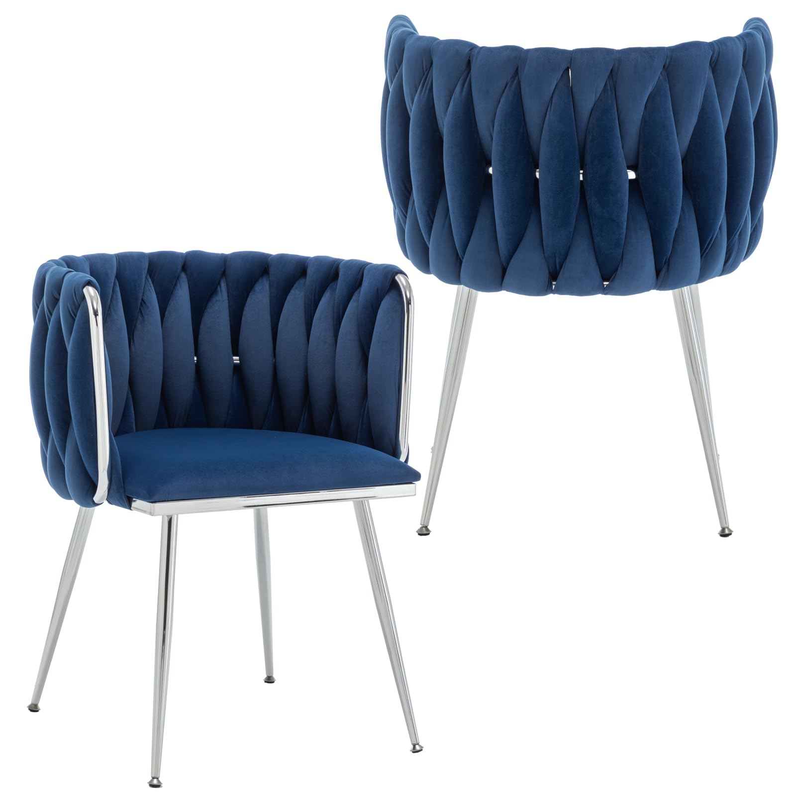 velvet dining chairs set of 2, upholstered dining room chairs with metal legs, sillas de comedor modernas 2, modern kitchen chairs for dining room, living room, kitchen, bedroom, blue