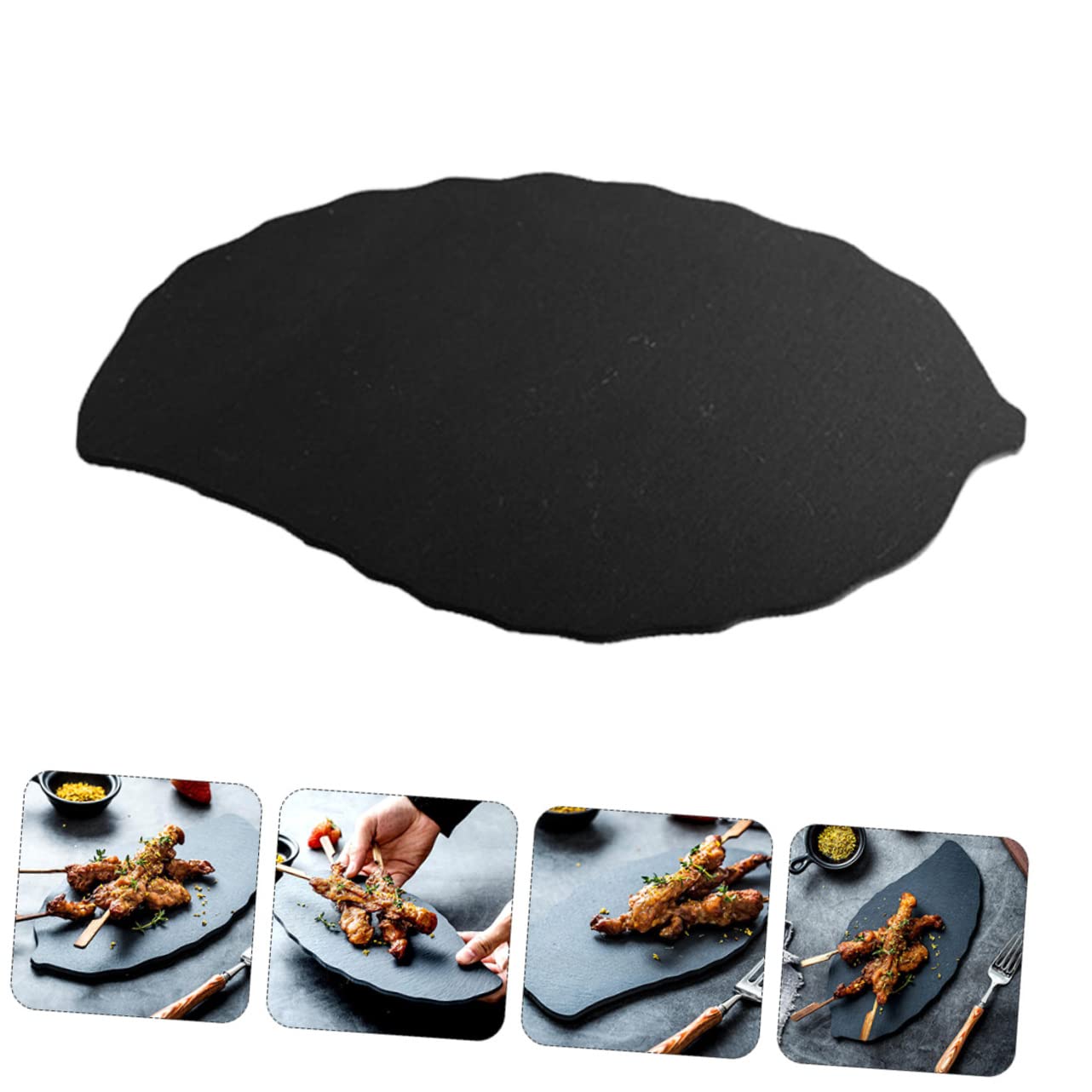 1pieza Plato De Sushi De Pizarra Forma Para Postres y Aperitivos Para Restaurantes y Hogares Negro