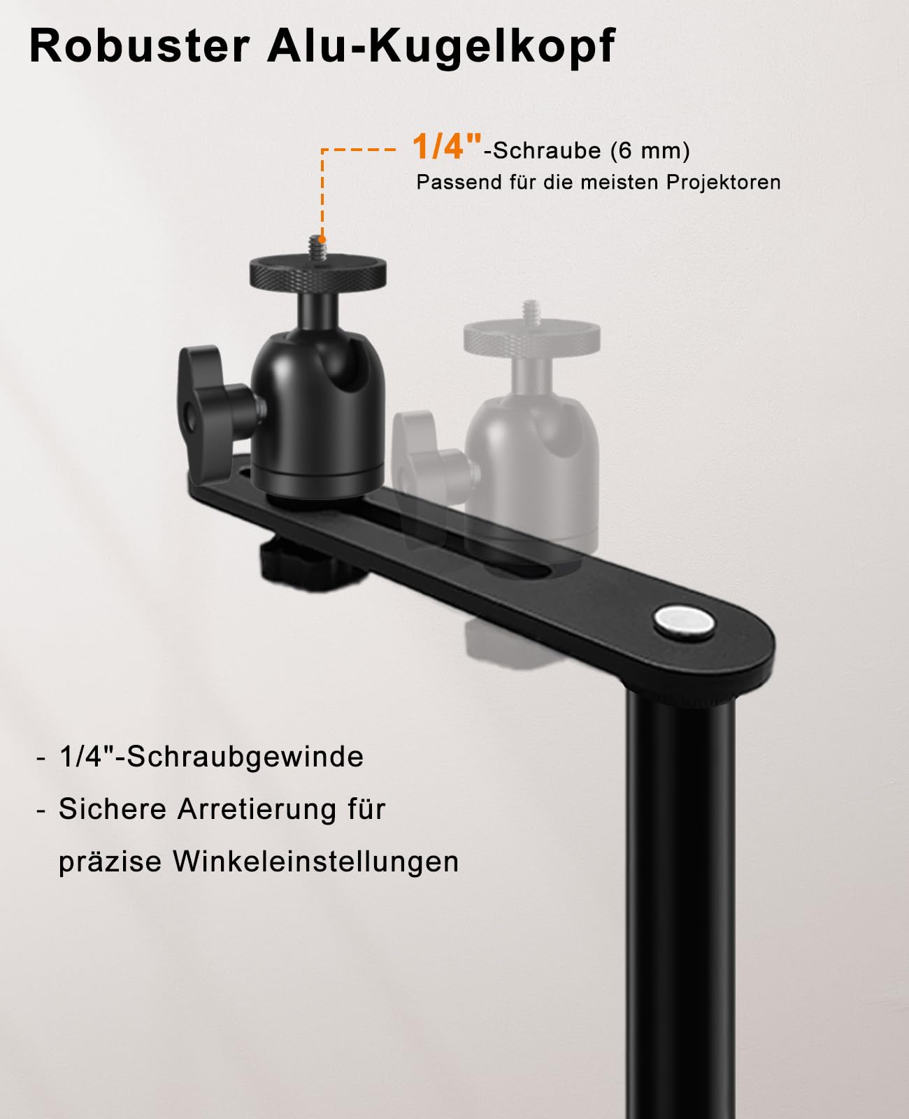 Supporto da pavimento per proiettore, 85/125 cm, orientabile a 360° | vite da 1/4", base in metallo a forma di L, per home theater, ufficio e presentazioni