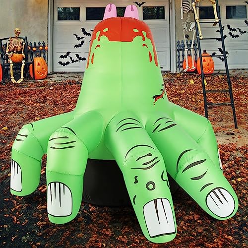 COMIN 6 FT Halloween Inflatables Hand Outdoor Decorations Blow Up Yard Scary Green Giant with Built-in LEDs for Indoor Party Garden Lawn Decor3