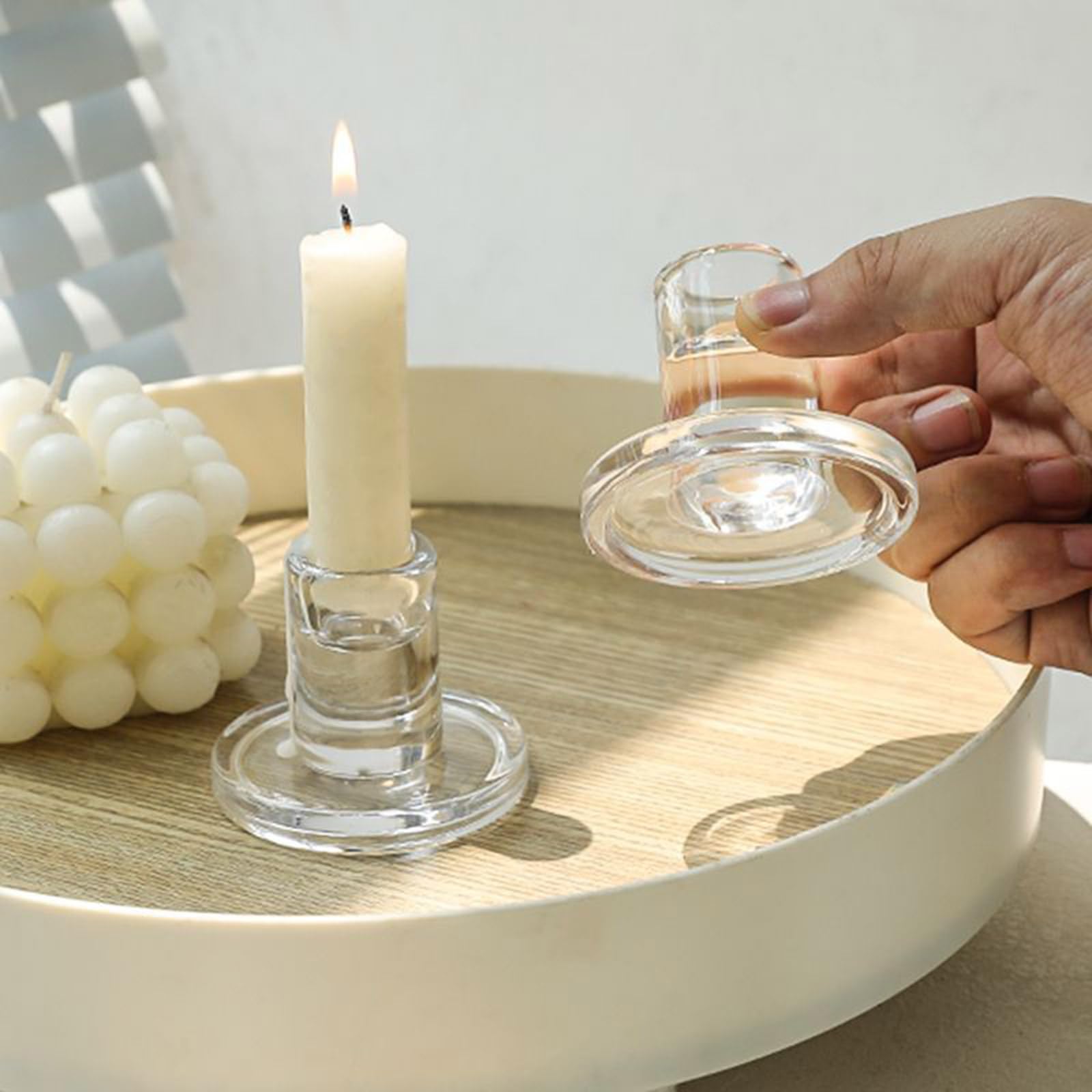 Paquete de 6 soportes de cristal para soporte cónico, elegante candelabro nórdico pequeño para decoración del hogar o fiestas, eventos