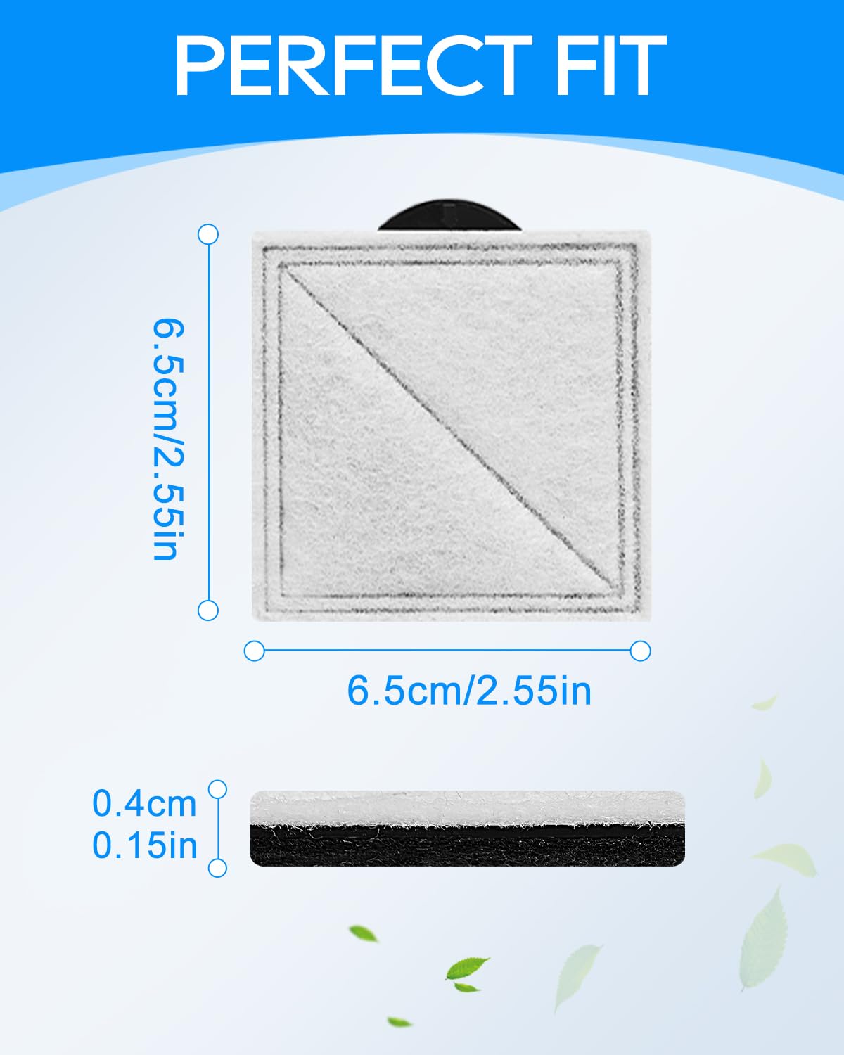 Paquete de 6 filtros de repuesto para fuente de gato compatibles con fuentes PetSafe Outlast sin bomba para mascotas, apto para fuente de agua Viva Cat de acero inoxidable, filtros