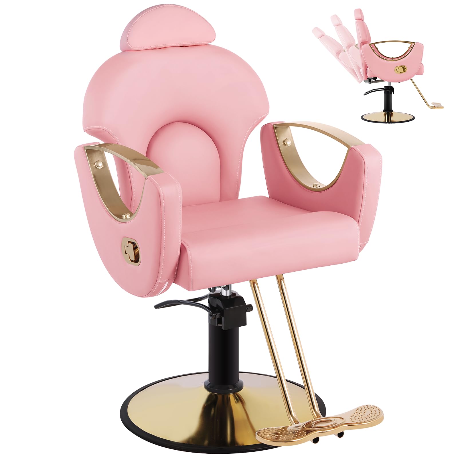 Salon Chair Barber Chair for Hair Stylist, Hair Chair with Height Adjustable Heavy-duty Hydraulic Pump,360° Swivel Multi-Function Beauty Hairdresser