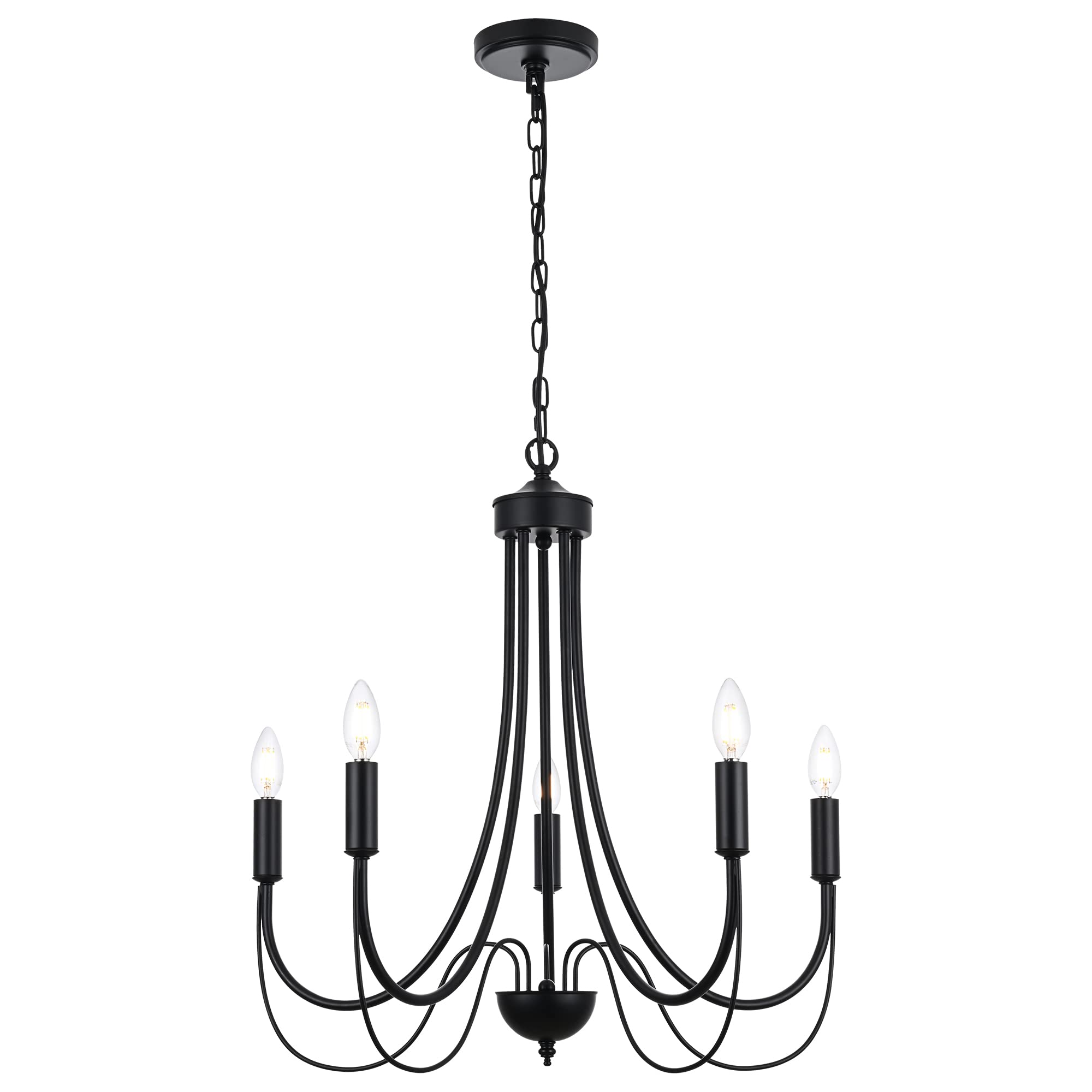 Photo 1 of **UNABLE TO TEST**
MELUCEE 5-Light French Country Chandelier Farmhouse Dining Room Light Fixture Black 5-Light