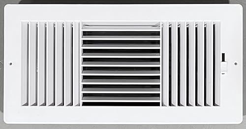 Registro de pared lateraltecho de plástico de tres vías en blanco 14 pulgadas de ancho x 6 pulgadas de alto para apertura del conducto (la dimensión