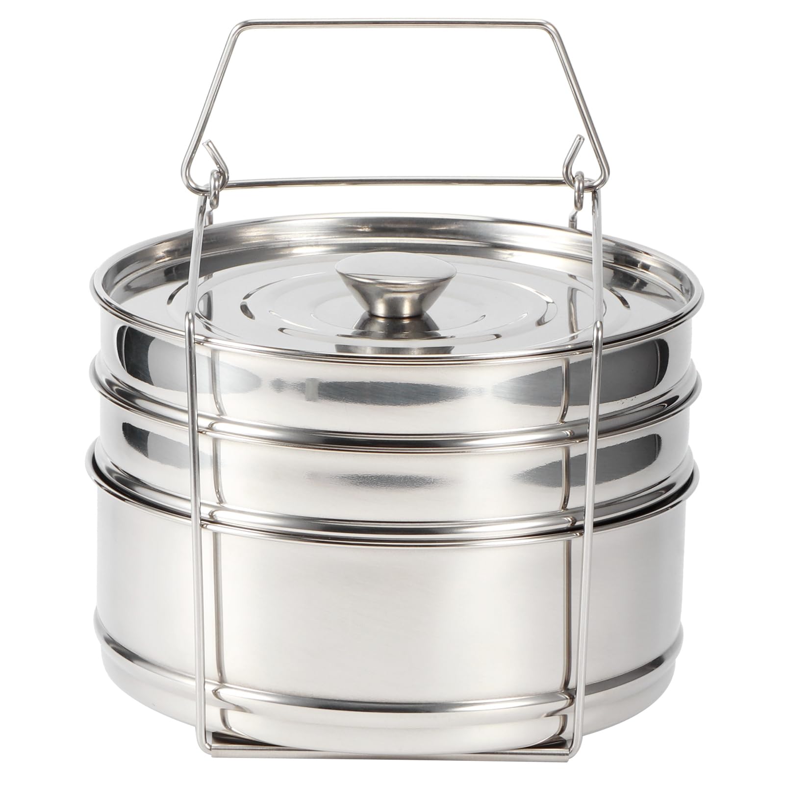 Pentole con Inserto in Acciaio Inossidabile Impilabili a 3 Livelli, Set di Pentole a Vapore con Coperchio per Pentola a Pressione, Verdure Al Vapore, Riso, Carne, Pesce