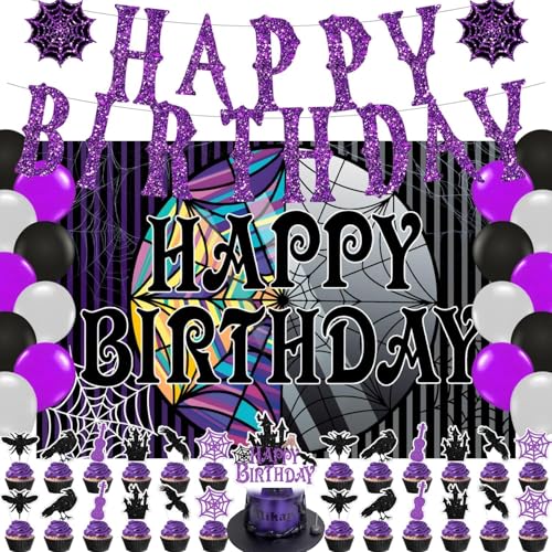 Wednesday Birthday Party Supplies Cartoon Wednesday Family Party Favors Cartoon Party Decorations Include Backdrop Banner Balloons Cake Toppers
