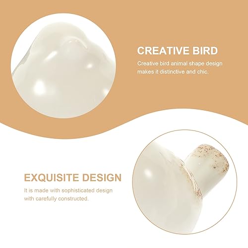Miniatura 7 de Veemoon Decoración de pájaros de cerámica blanca, 2 piezas, figuras de pájaros de escritorio, adorno de porcelana, pequeño gorrión, estuado,