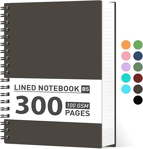 AHGXG Cuaderno de espiral con rayas universitarias, cuaderno de espiral de 8.5 x 11 pulgadas, tamaño A4, diario rayado de 300 páginas, papel grueso