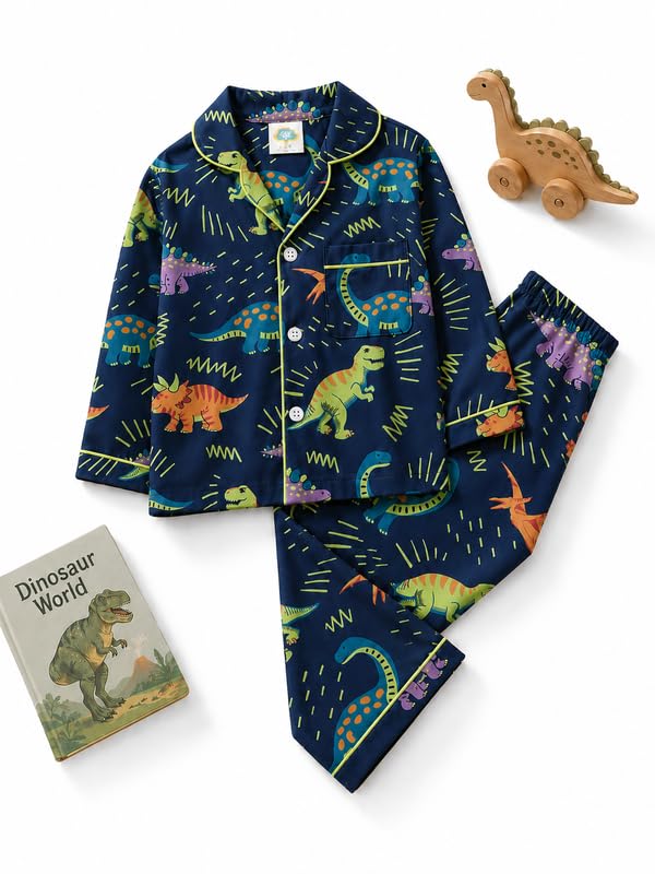 Pure Cotton Night Suit for Babies, Soft & Comfortable Kids Sleepwear Set-image-0