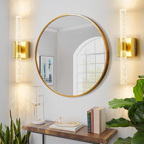 Miniatura 2 de Biewalk Aplique de pared dorado de 14 W, luz LED de cristal regulable, apliques de tocador de baño, aplique de pared moderno para dormitorio, sala