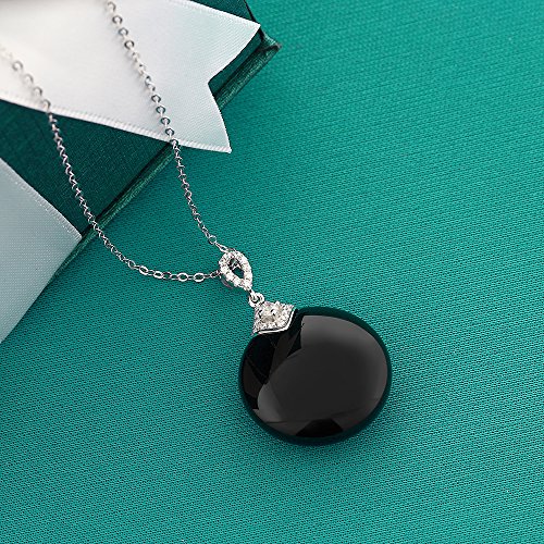 Gem Stone King Black Onyx Pendant Necklace For Women | 925 Sterling Silver | Gemstone Birthstone | 19MM = 3/4 Inch | With 18 Inch Silver Chain4