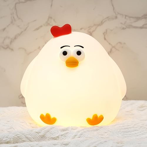 Miniatura 1 de haakaa Luz nocturna para bebé, recargable por USB, con divertido animal, lindo pollo, lámpara blanda para niños, 2 niveles de silicona regulable con