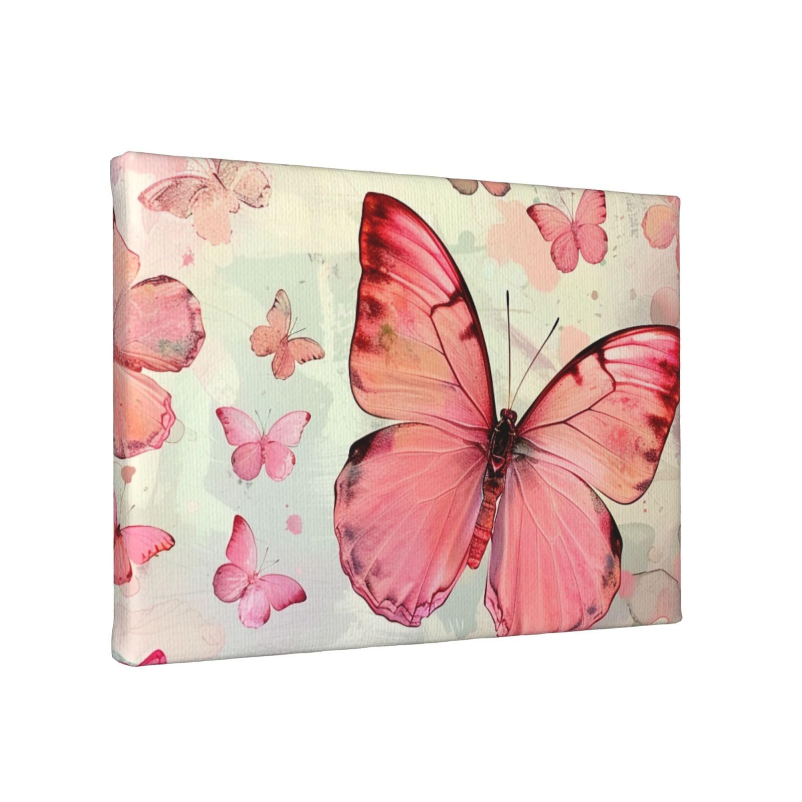 YKLJG Butterfly Printed Wall Art Canvas Painting 30x20 CM Wooden Framed Picture Painting Artwork Prints for Bedroom Kitchen Home Office Decor