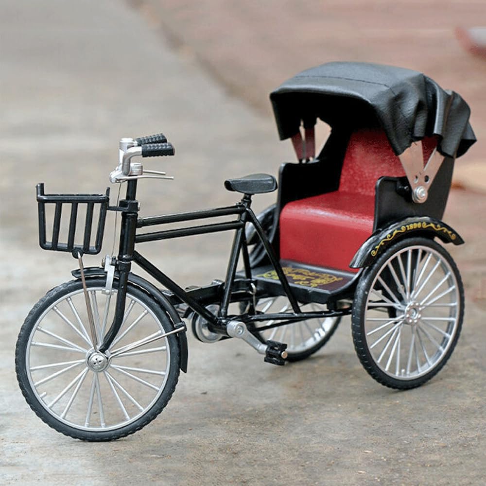 giocattoli per bambini, simulazione retrò auto gialla auto da collezione triciclo macchinine in metallo pressofuso bici giocattolo 3-12 anni ragazzo auto da collezione refrigeratore per vino tavolo da