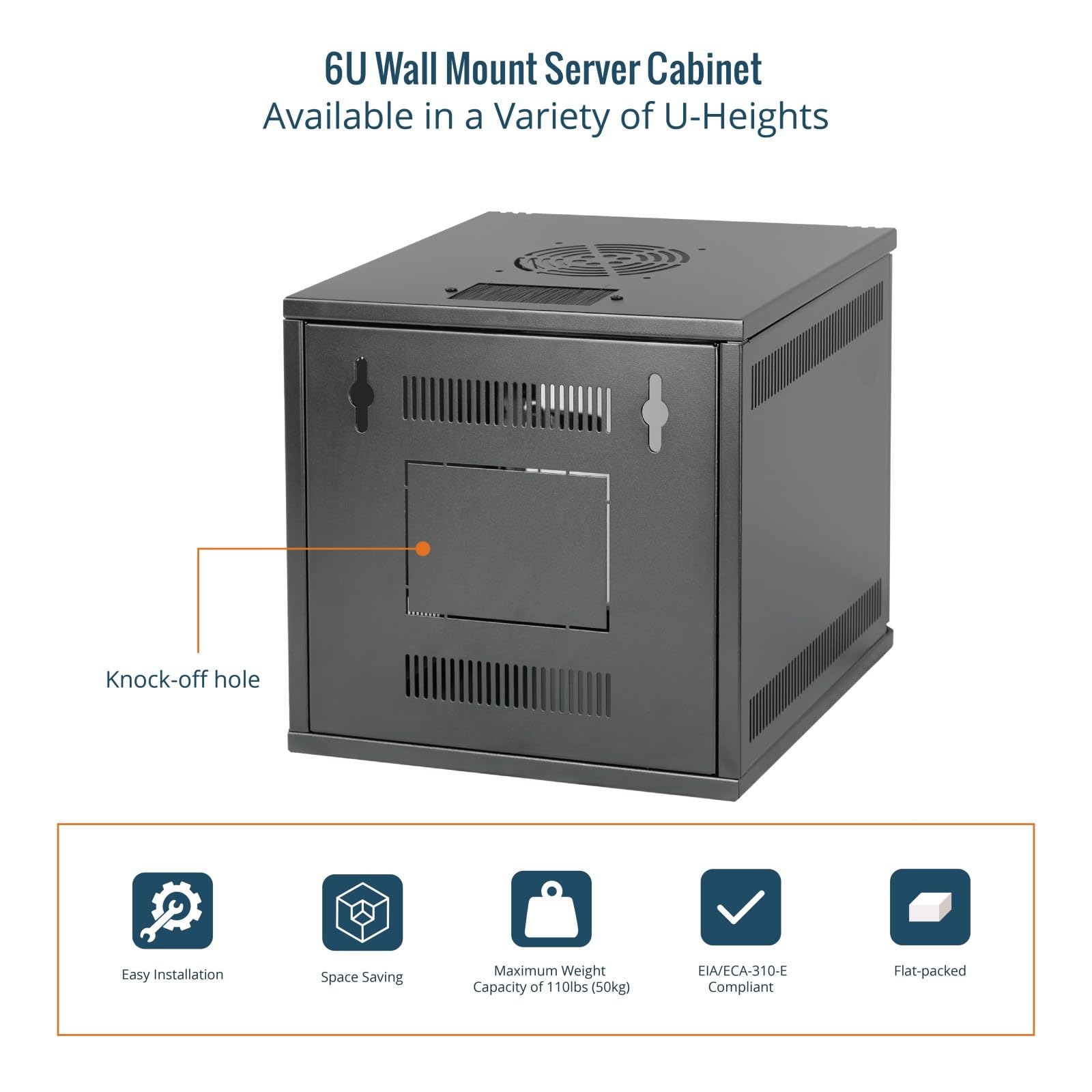 Tecmojo Gabinete de datos de montaje en pared de 6U de 330 mm de profundidad, armario de red con estante de rack, paneles de cepillo, organizador de cables para dispositivos AV/IT/Data NAS de 10