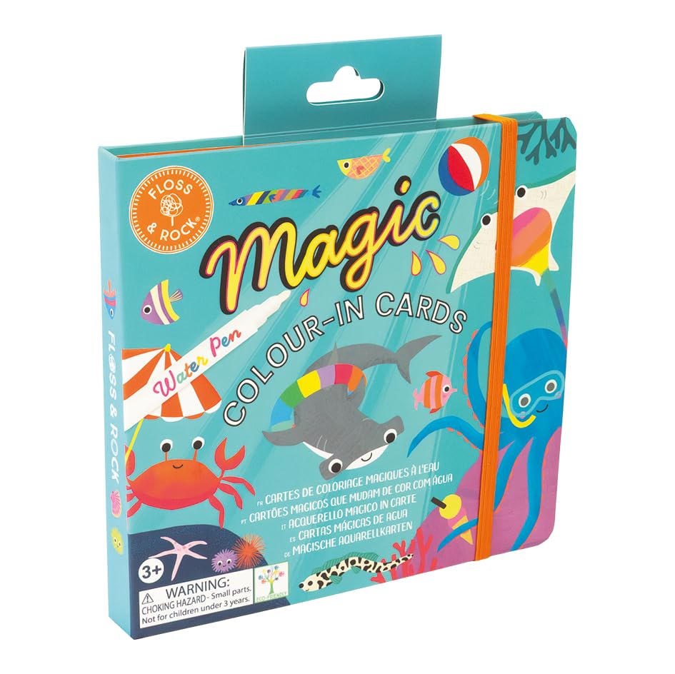 Floss & Rock - Magic Colour Changing Water Cards - Ocean Theme, 10 Reusable Cards and Water Pen - Mess Free Colouring Set for Age 3+, FSC Certified, Printed with Soy Inks โ image 1