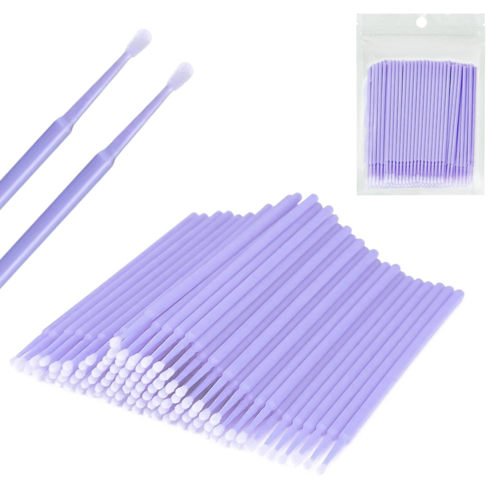 Dreamil Lot de 400 micro-pinceaux applicateurs jetables pour cils, mascara et maquillage (rose/violet clair/bleu)