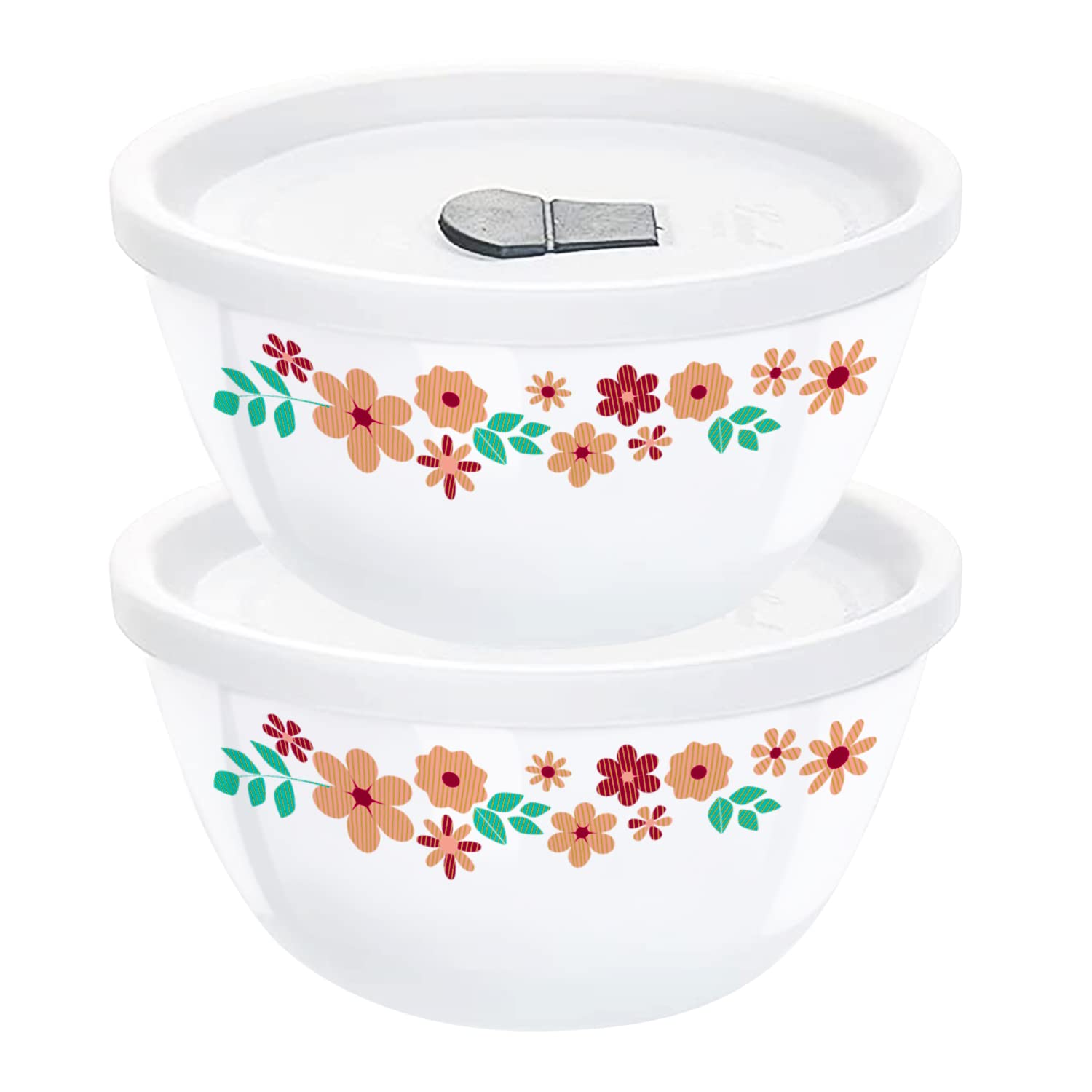 Larah By Borosil Ayana Mixing & Serving Bowl Set of 2 with Lid (500 ml, 750 ml), Microwave Safe, White (B097F26N7H) Amazon Price History, Amazon Price Tracker