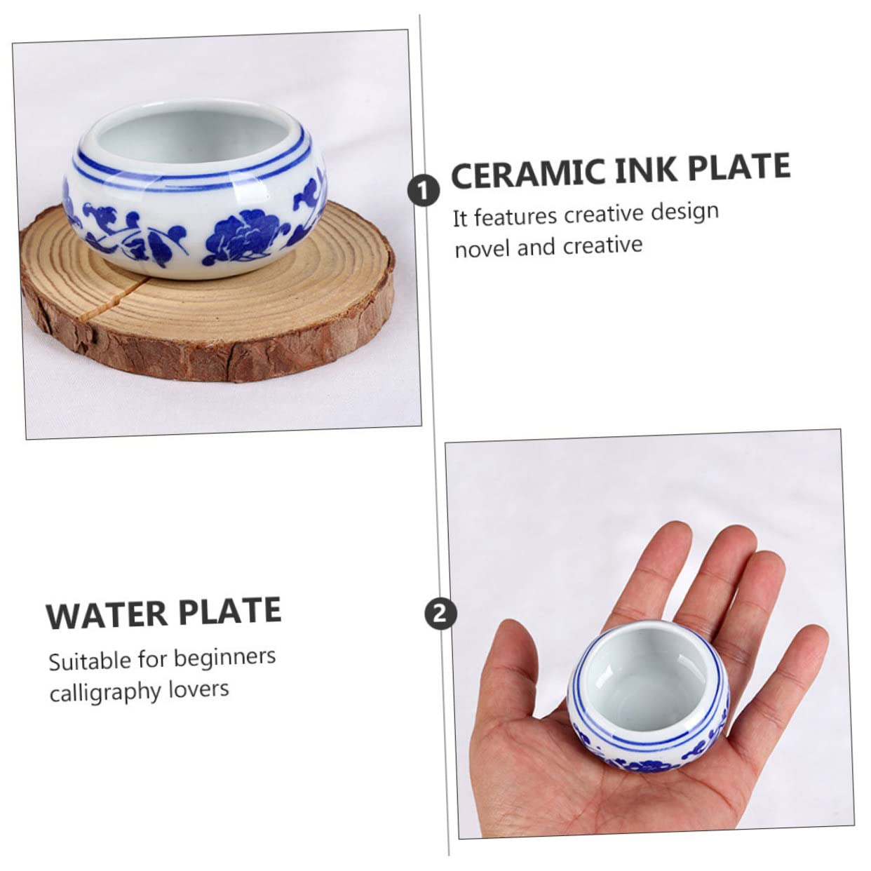 Bandeja de Tinta de Cerámica Creativa para Principiantes y Amantes Caligrafía, 12 Piezas Superficie Lisa Rebabas, Adecuado para Papelería Caligráfica