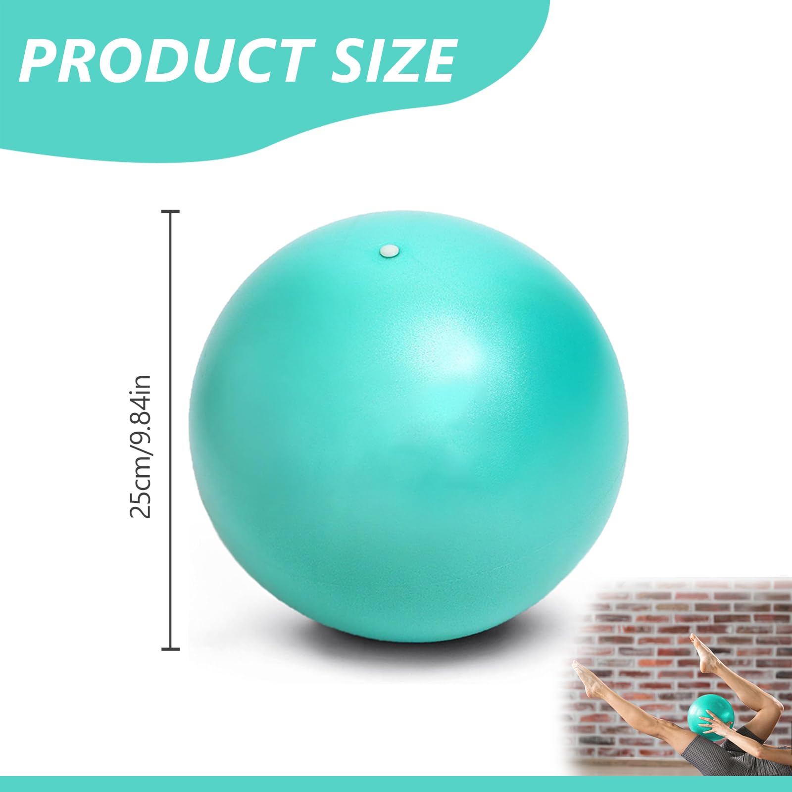 Palla Pilates Piccola, 25 cm Anti Scoppio Antiscivolo Palla Fitness con Cannuccia Gonfiabile, Yoga Pilates Pallas per Yoga, Ginnastica, Gravidanza, Esercizi di Equilibrio, Addominali e Spalle