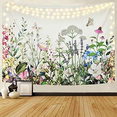 Alishomtll Floral Plant Tapestry Colorful Herb Tapestries Wild Flower Plants Tapestry Nature Scenery Butterfly… 61Kg4SUPapL. SS400