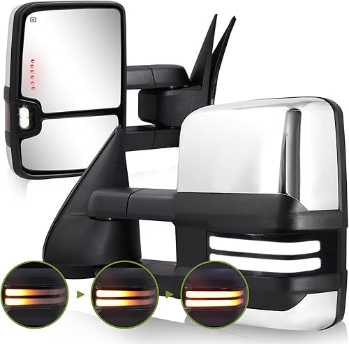 Switchback - Espejos de remolque para Chevy Silverado 2003-2007, espejos laterales GMC Sierra con señal de giro dinámica y luz de funcionamiento, Switchback - Espejos de remolque para Chevy Silverado 2003-2007, espejos laterales GMC Sierra con señal de giro dinámica y luz de funcionamiento,