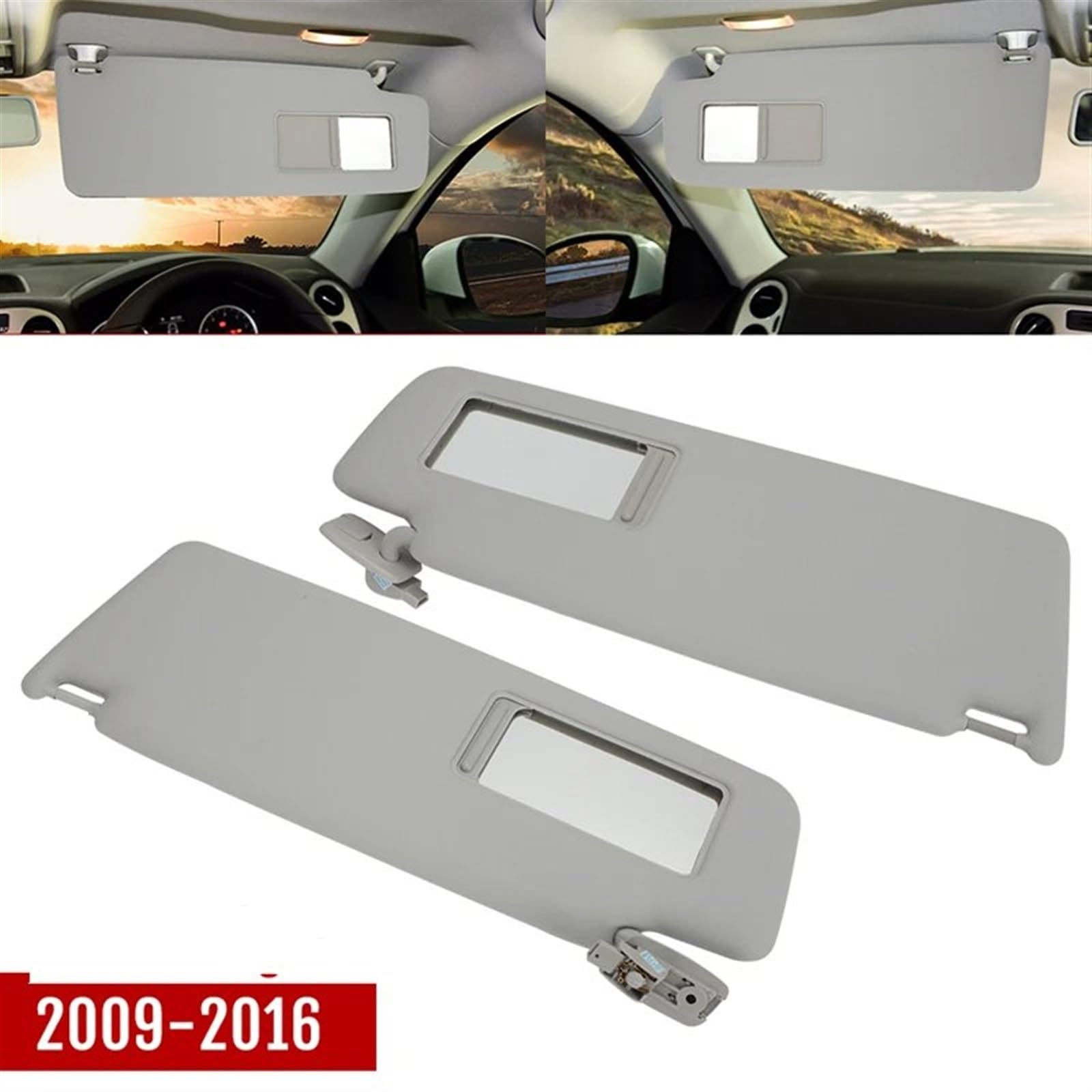 Für VW Tiguan 2009-2016 Sonnenblende Links Rechts Beifahrer Fahrerseite Polarisiert Mit Spiegel Licht Sonnenschirm Montage Auto Sonnenblende