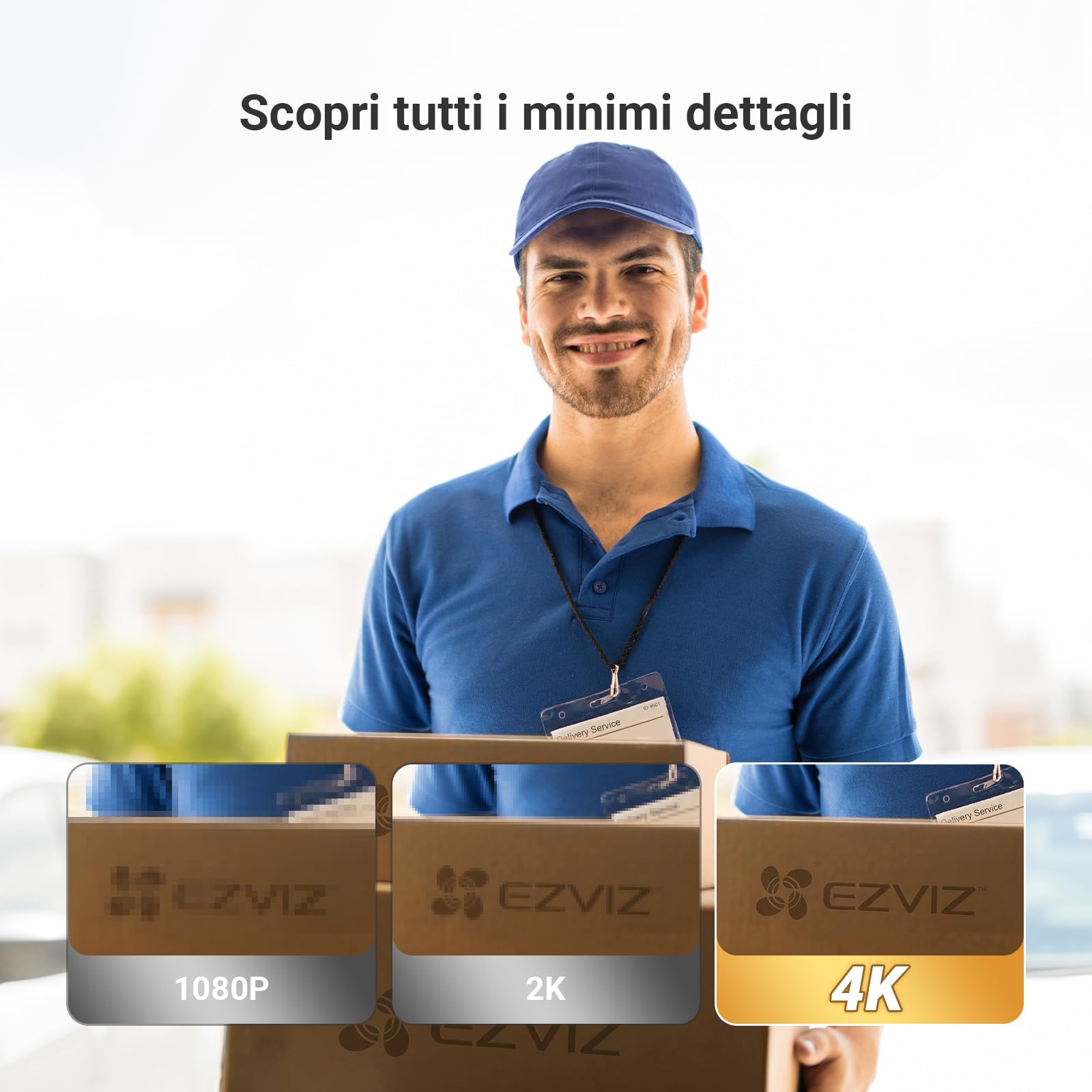 EZVIZ EP4 Spioncino Digitale WiFi 4K con Schermo Touch da 5,5", Batteria 7100mAh, Riconoscimento Facciale AI, Audio Bidirezionale, Visione Notturna, Rilevamento PIR, Supporta MicroSD 512GB, Argento