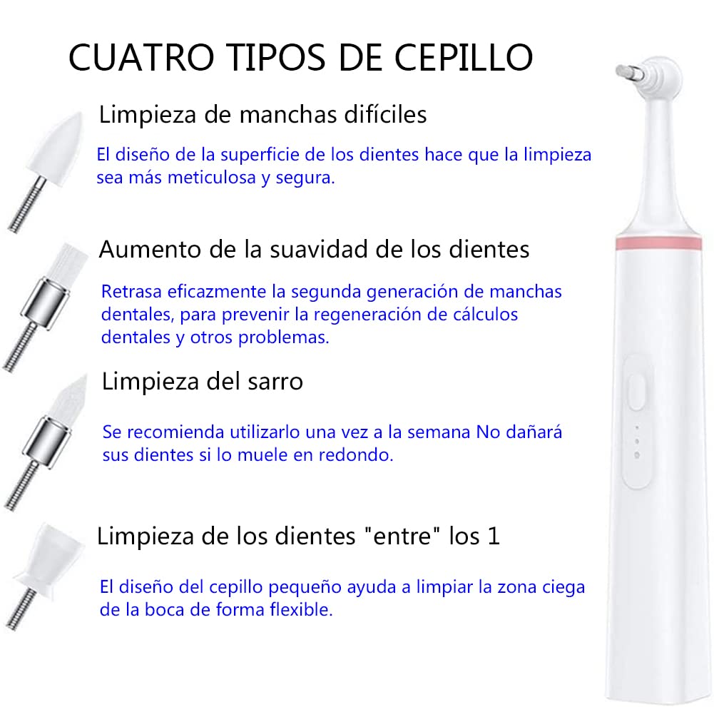 Cepillo De Dientes EléCtrico Pulidor De Dientes, Raspador De Manchas Dentales EliminacióN De Sarro Limpieza De Dientes De Mascotas Limpiador Pulidor con 4 Cabezas De Pulido