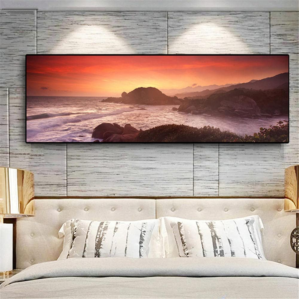 Broderie diamant mer et soleil pour illuminer votre salon avec une décoration murale