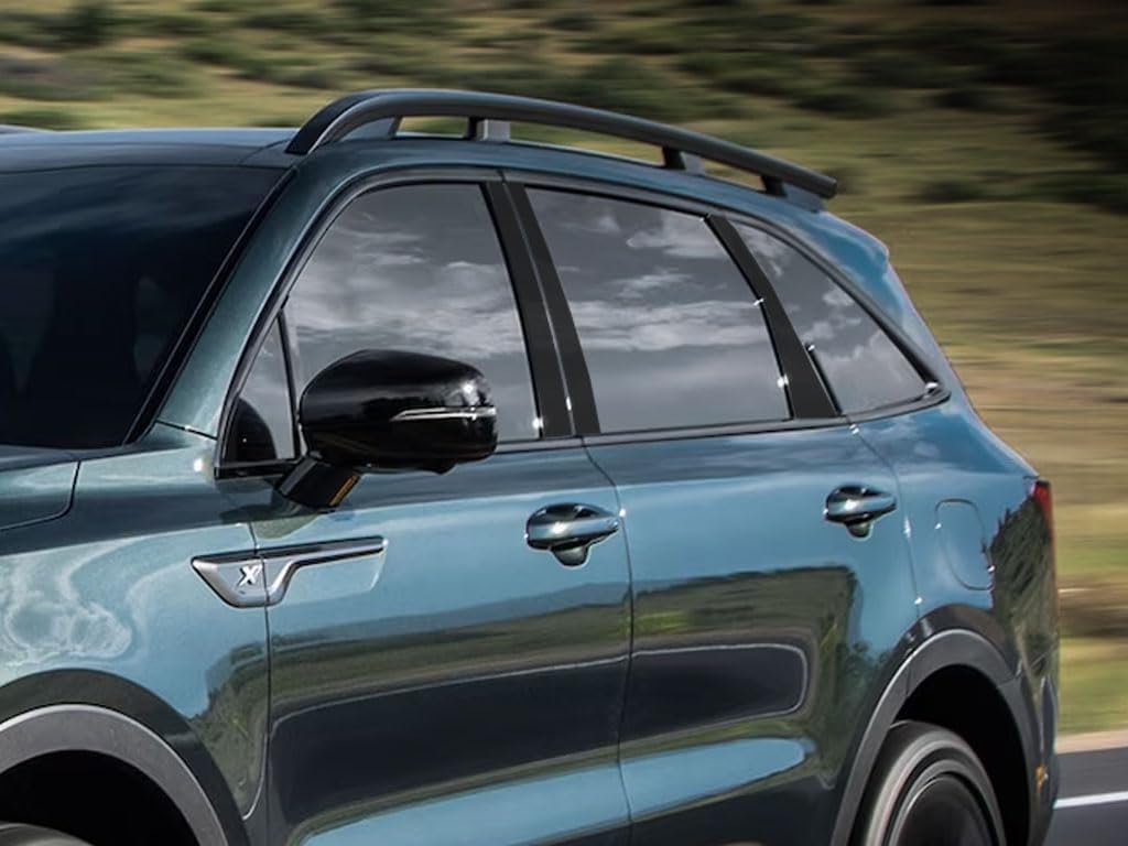 Rvinyl Pillar Post Window Trim Compatible with Kia Sorento 2016-2021 - Gloss (Black)