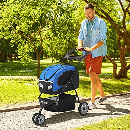 PawHut Foldable Pet Stroller, 5-in-1 Dog Cat Travel Carriage, Carrying Shoulder, Bag Backpack, Stroller, Luggage with… - Image 2