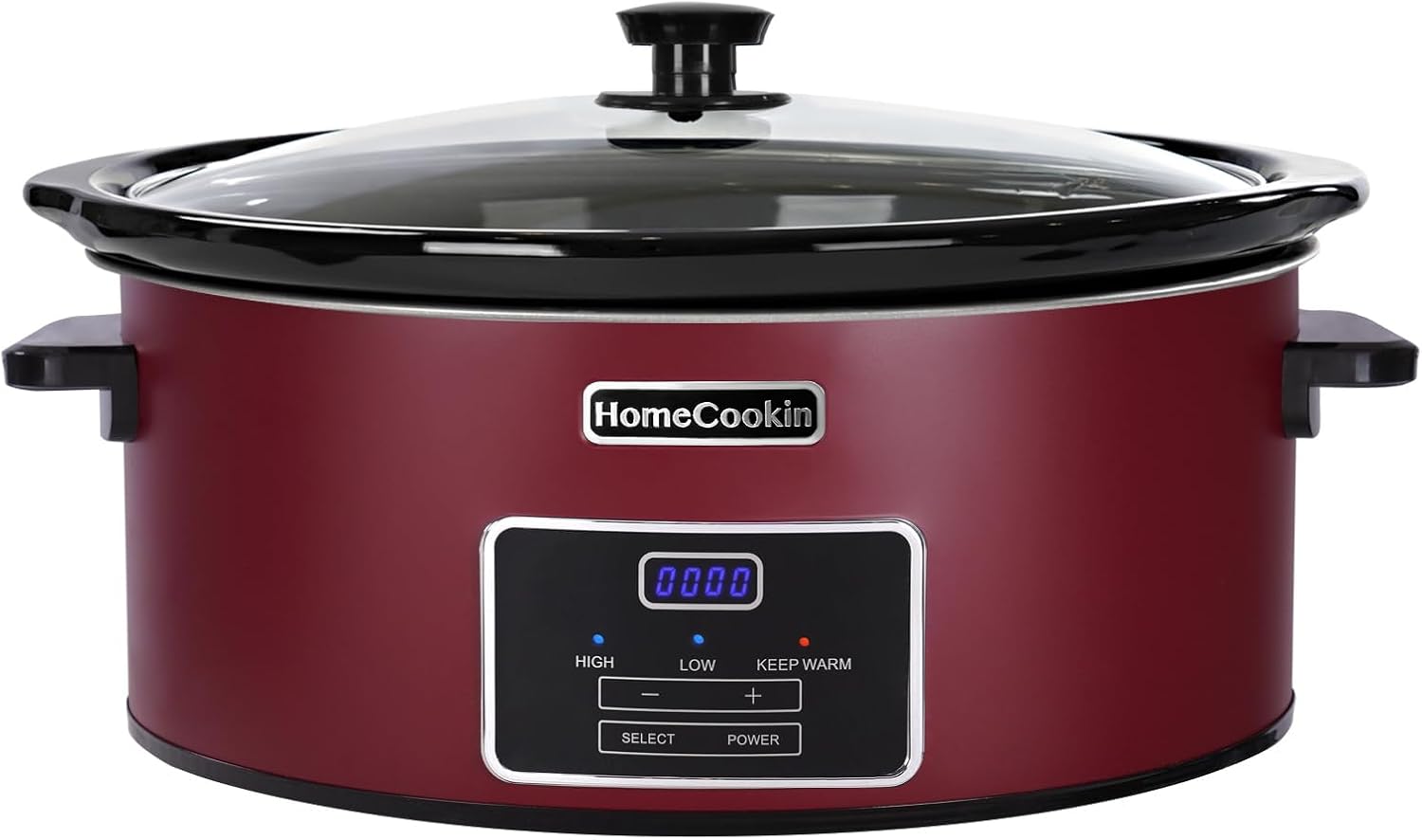 HOMECOOKIN 8 Quart Programmable Slow Cooker, Kitchen Appliances, Perfect Kitchen Small Appliance for Family Dinners, Red Stainless Steel