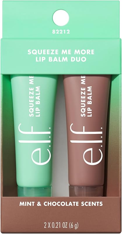 e.l.f. Squeeze Me More Lip Balm Duo, Mint/Chocolate | Moisturizing Balm For A Sheer Tint Of Color, Made With Hyaluronic Acid, Vegan & Cruelty-Free, Mint & Chocolate