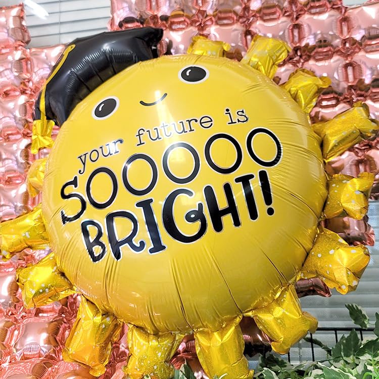 Image of Atpata Funky Happy Graduation Foil Balloons for Graduation Convocation Commencement Ceremony (So Bright Grad Sun)