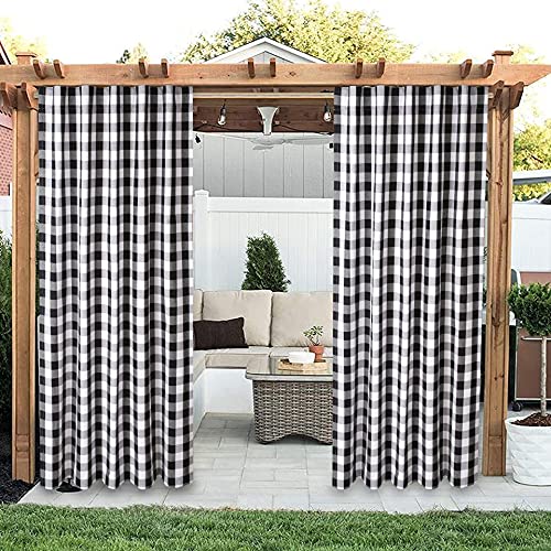 Ziolte Window Panels Curtain In Check Cotton Fabric 50"X96" Black & White, Set Of 2 - Farmhouse Curtain,Buffalo Plaid Curtain,Buffalo Check Curtain,White Cotton Curtain,White Curtain 84 Inches Long #TOP4