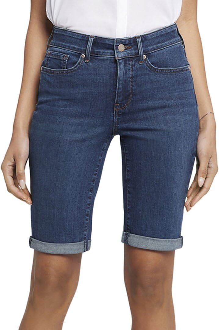 NYDJ Womens Petite Briella Jean Shorts with Roll Cuffs | Slimming & Flattering Fit