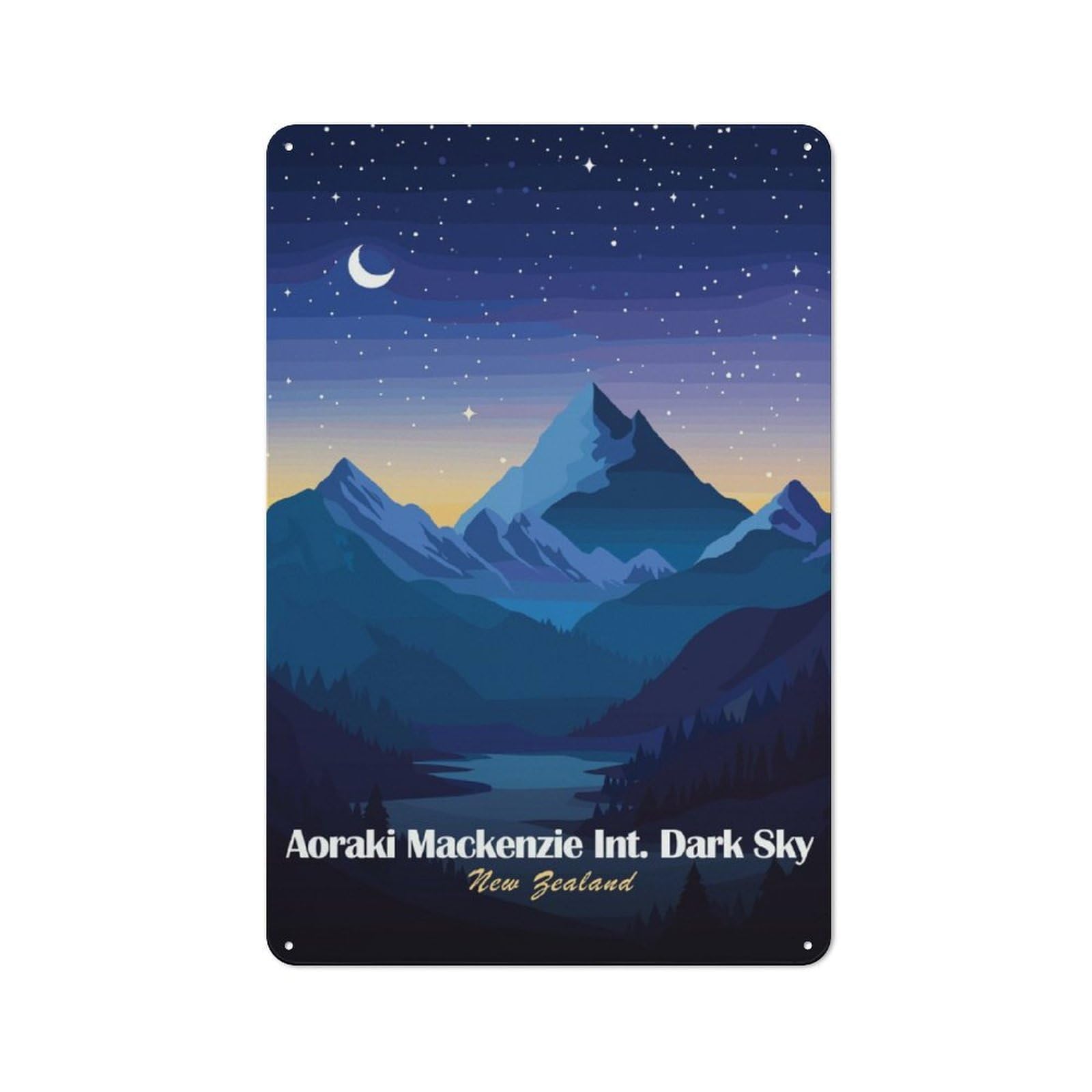 Junmoney New Zealand Dark Sky Tin Wall Plaque 30X20cm With For Pub Or Café, For Collectors Of Retro Metal Wall Decor