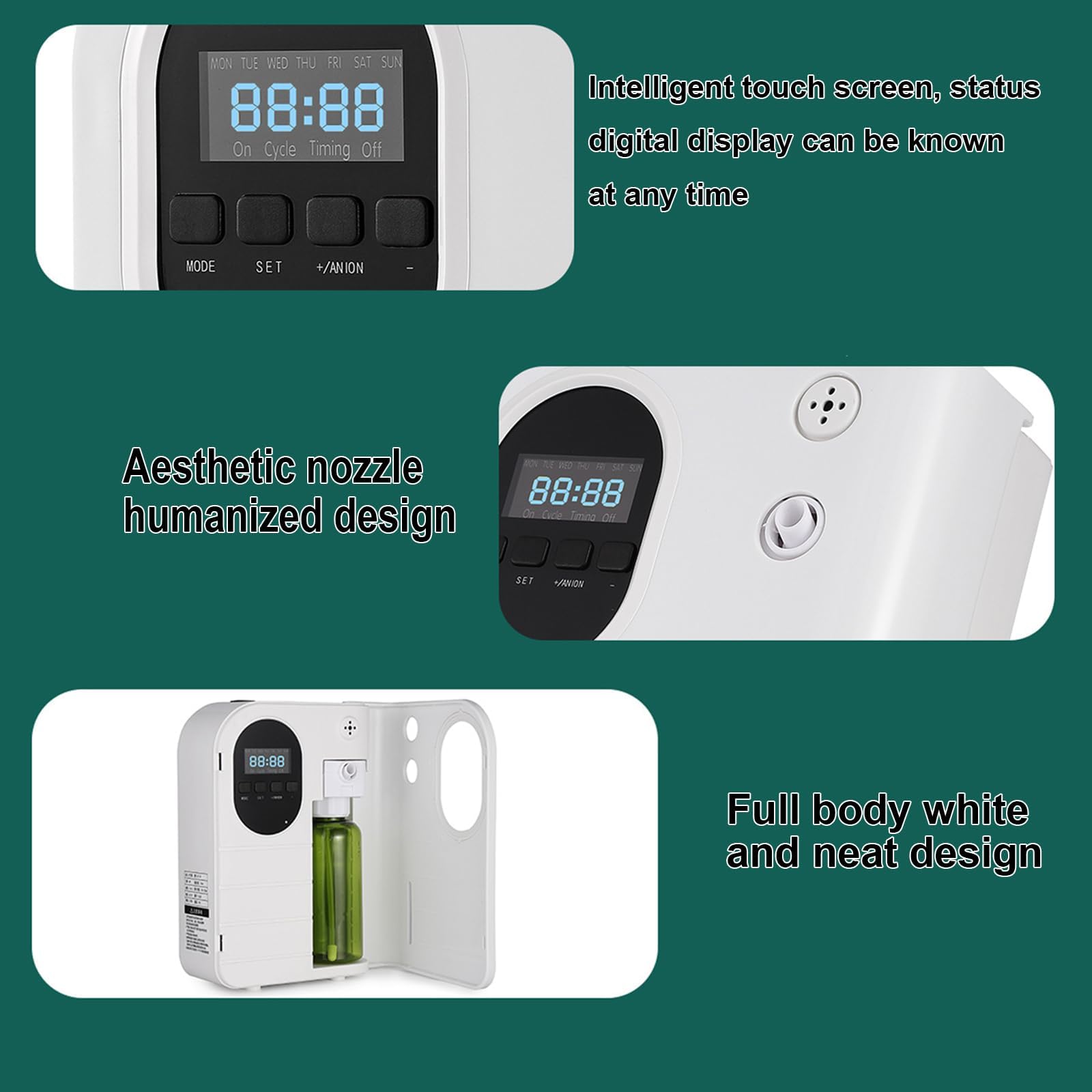 Dyfuzor zapachowy, 160 ml, montowany na ścianie, dozownik zapachów z pokryciem 300 m³, do restauracji, kin, barów, hoteli – komercyjny system nebulizacji