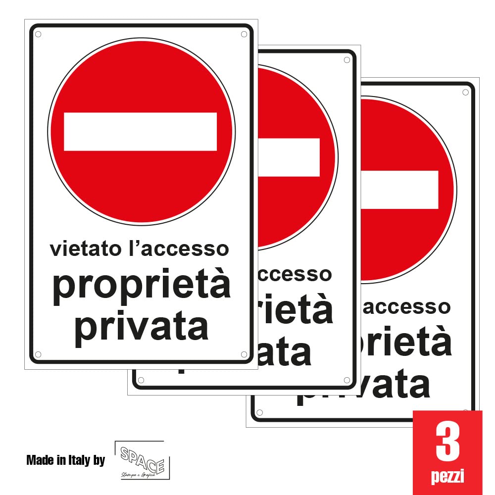 3 pezzi di proprietà privata dei veicoli parcheggiati non autorizzati, cartello 20 x 30 cm, in resistente schiuma rigida PVC, 3 mm, con protezione UV di Strobo