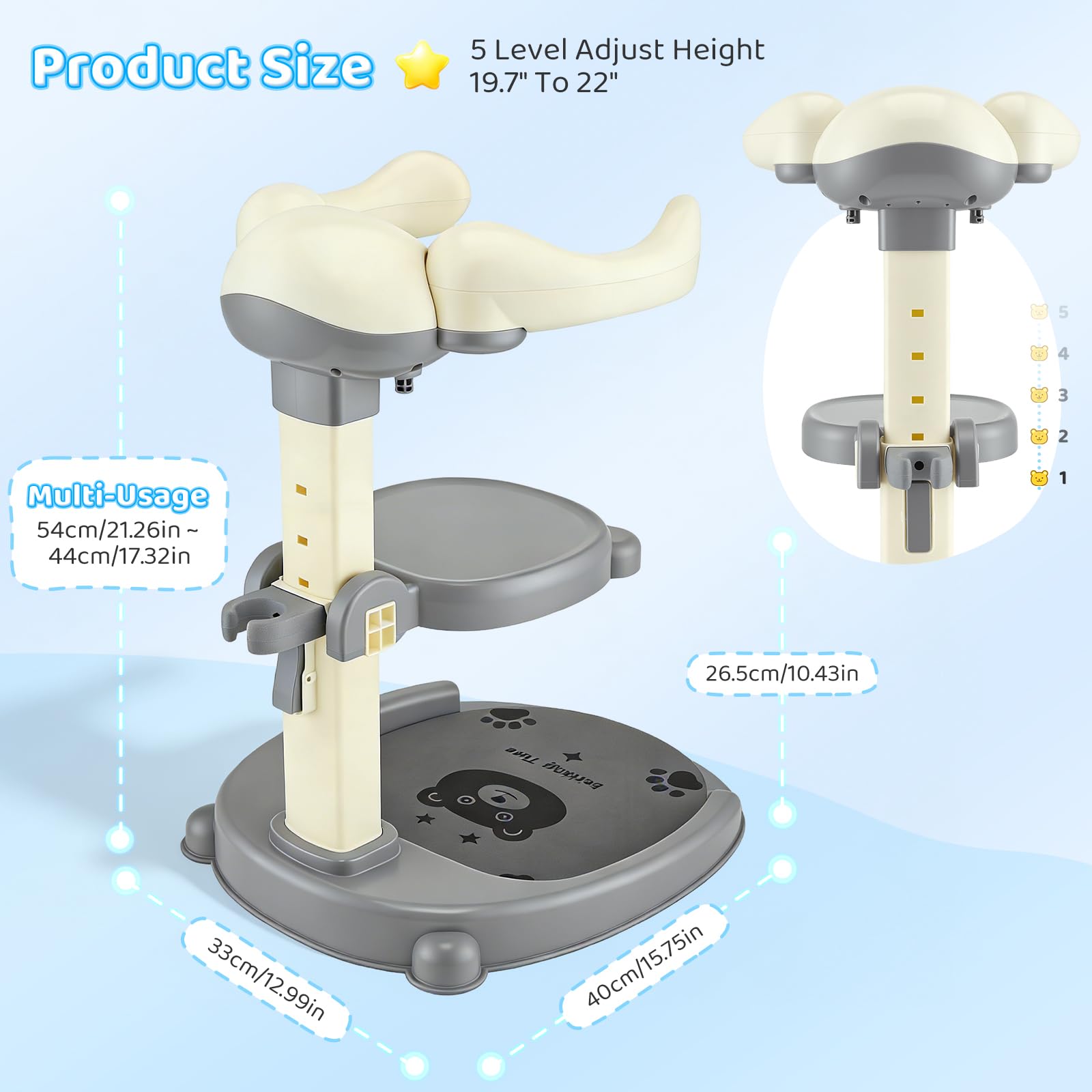 Supporto per Doccia per Bambini 2 En 1,Soporte De Baby Shower,Con Soporte Para Cabezal De Ducha,Altura Ajustable,Con Piso Sin Deslizamiento Y Mango De Seguridad,Soporte De Ducha Durante 8-36 Meses