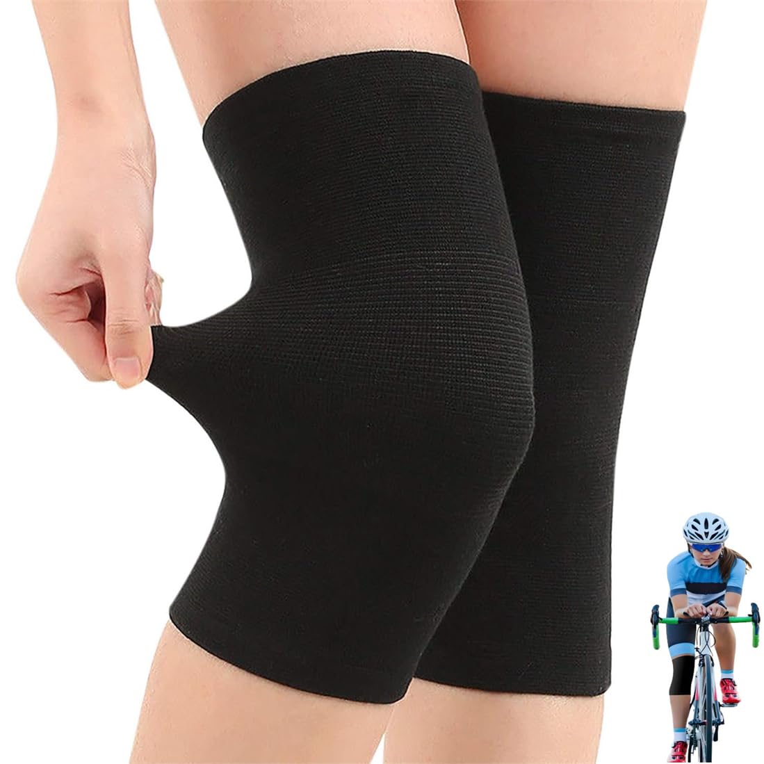 1 Pairs Cotton Knee Sleeves for Knee Support, Elastic Knee Brace for Relief Joint Pain Arthritis Pain Support Outdoor Sports Volleyball Basketball Dance Cycling Climbing Yoga, Black, Medium