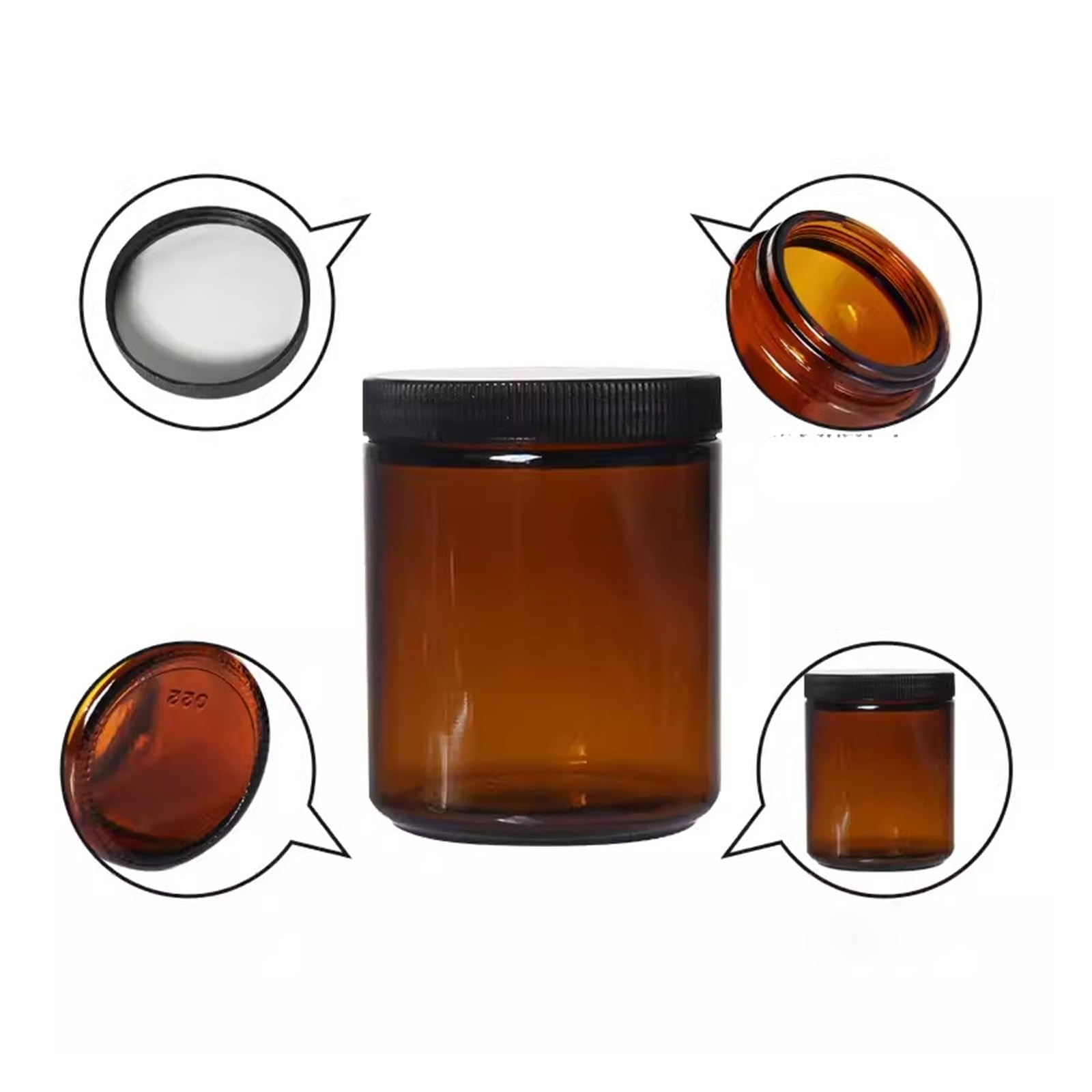 Frasco de vidrio marrón de boca ancha for muestras, frasco de reactivos de boca ancha, material de vidrio de laboratorio(60ml)