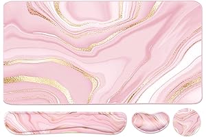 Pink Gold Keyboard Mouse Pad Set for Maximum Comfort and Enhanced Productivity