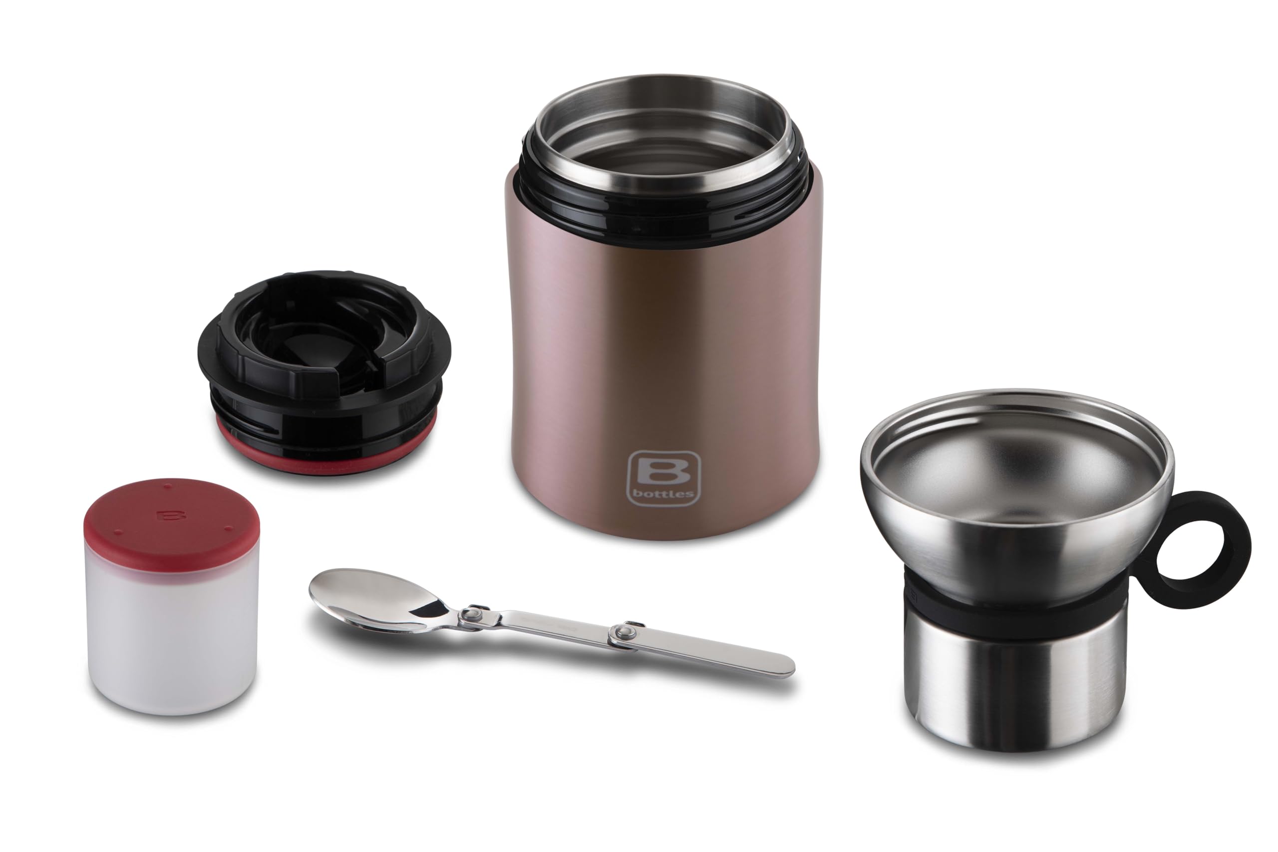 BUGATTI B BOTTLES FOOD JAR - Contenitore Termico, Mantiene Caldo per 12h, Freddo per 24h, Ghiaccio per 36h, Acciaio Inox 18/10 Ecologica e Riutilizzabile, Rose Gold Brushed 500 ML