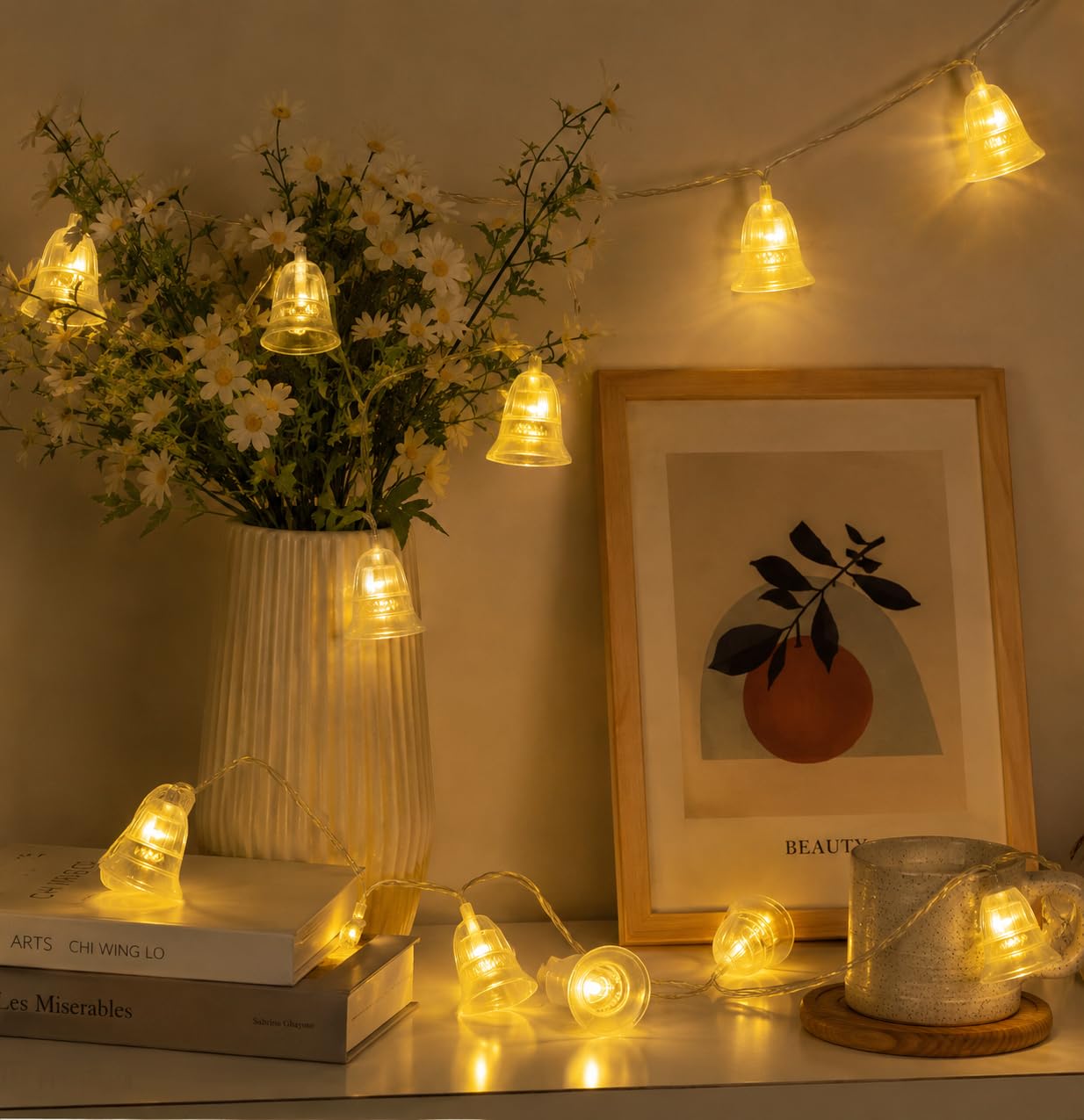Urban Nest Battery Operated Bell Fairy String Lights, Warm White, IP65 Waterproof, for Indoor Christmas Tree Decoration, 3 m / 20 LEDs