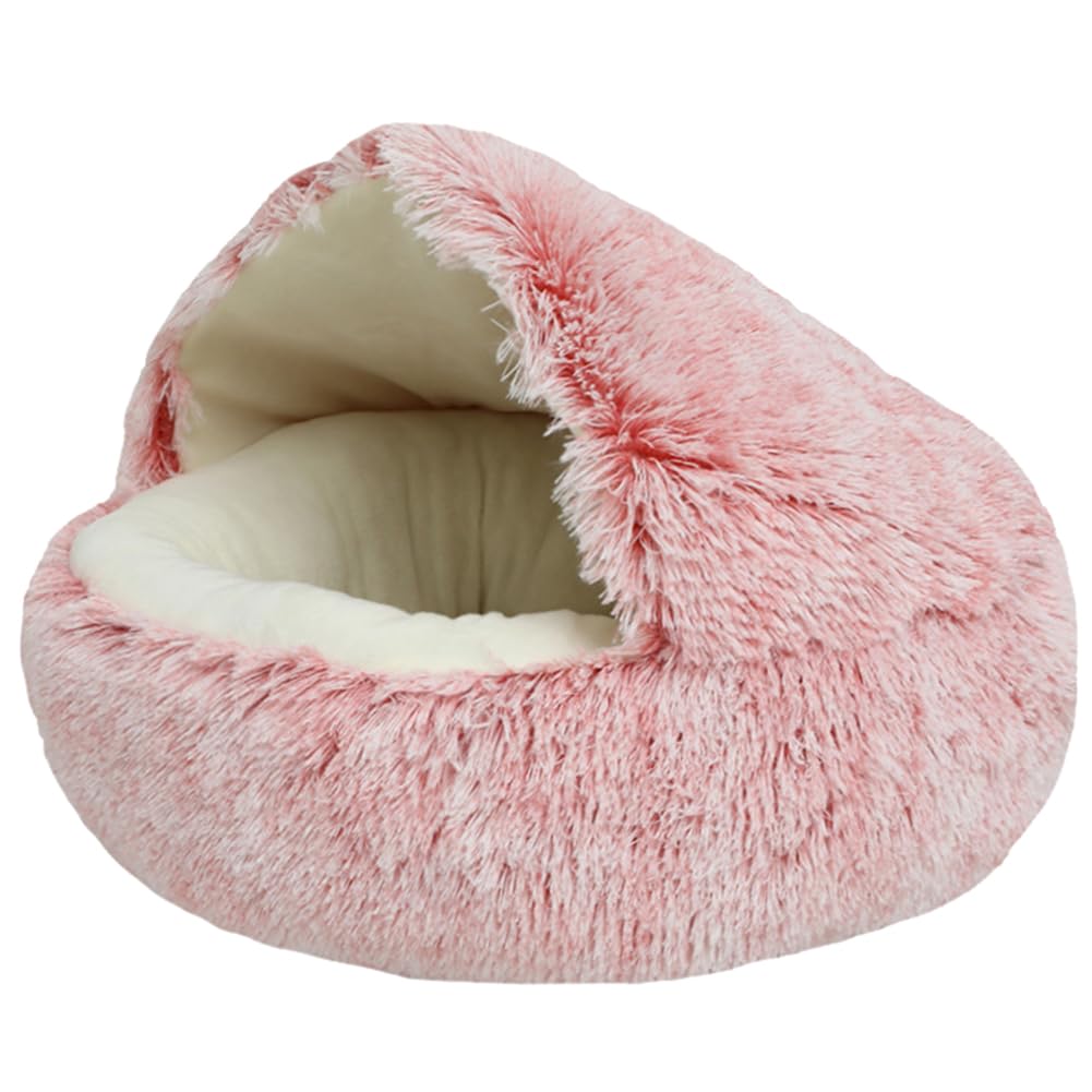 Katzenkorb, Flauschiges Plüsch-Katzenbett, für mittelgroße und kleine Hunde, waschbar, Anti-Angst-Haustierbett, Hundebett mit Rutschfester und Wasserdichter Boden,Pink 1 Kurzer Plüsch,120 CM（<40KG)
