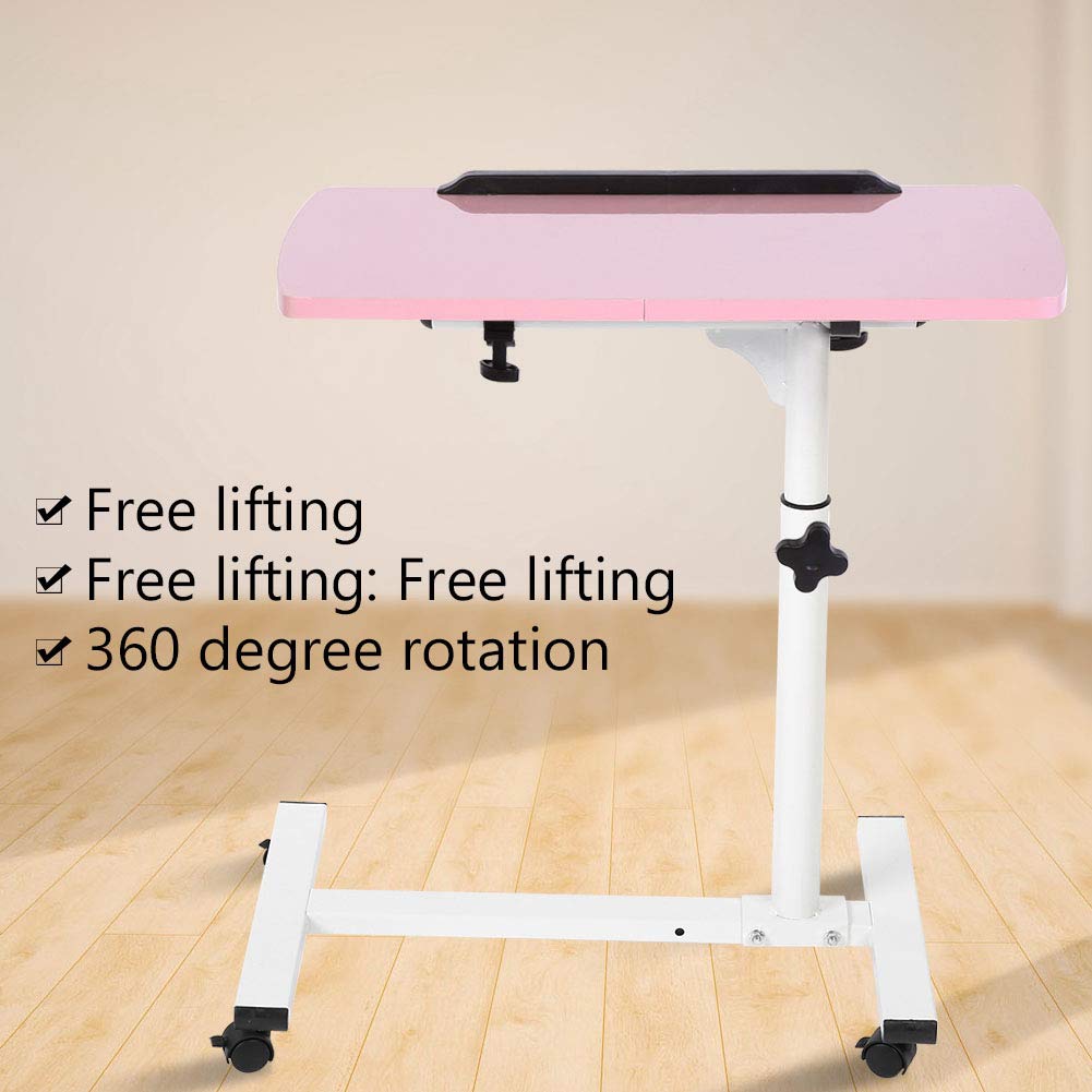 Laptoptafel Op Wielen, In Hoogte Verstelbaar Bureau 65-87 Cm, Banktafel Boven Bedtafel Rollend Computerbureau Werkstation Leraar Podium Voor Thuiskantoor(White,80 * 40cm