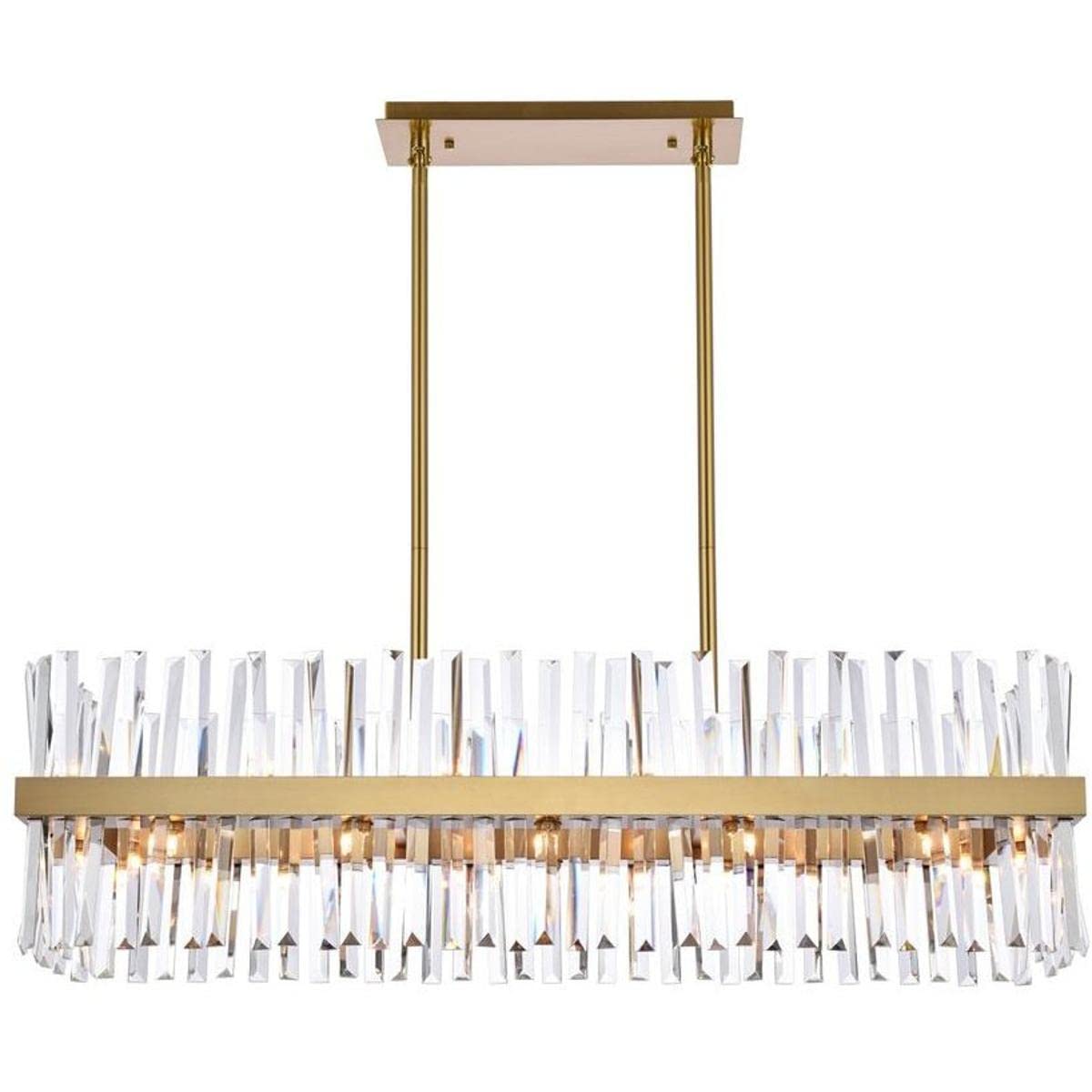 Elegant LightingSerephina 42 inch Crystal Rectangle Chandelier Light in Satin Gold